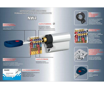 цилиндр RDA 30/38мм англ. 68мм 5кл квадратный эт. полированная латунь