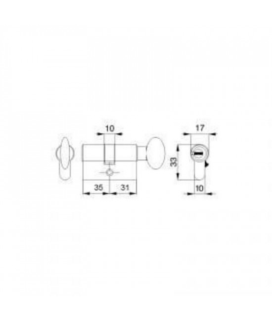 Цилиндр Mgserrature 31/35 = 66mm кл/шток L 14mm мат никель 5 ключей - Фото№1