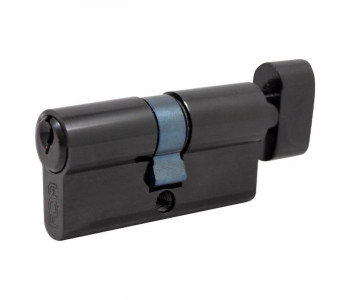 Цилиндр дверной ВRUNO 40/40мм ZN лазерный 80мм 5 ключей, поворотник, черный