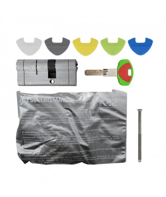 цилиндр Securemme CS30451X5 К22 30/45 мм 5кл+1 монтажный ключ, мат. хром - Фото№1