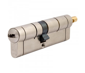 Цилиндр дверной ВRUNO 40/40мм ZN лазерный 80мм 5 ключей, поворотник, черный