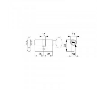 цилиндр RDA 30/38мм англ. 68мм 5кл квадратный эт. полированная латунь