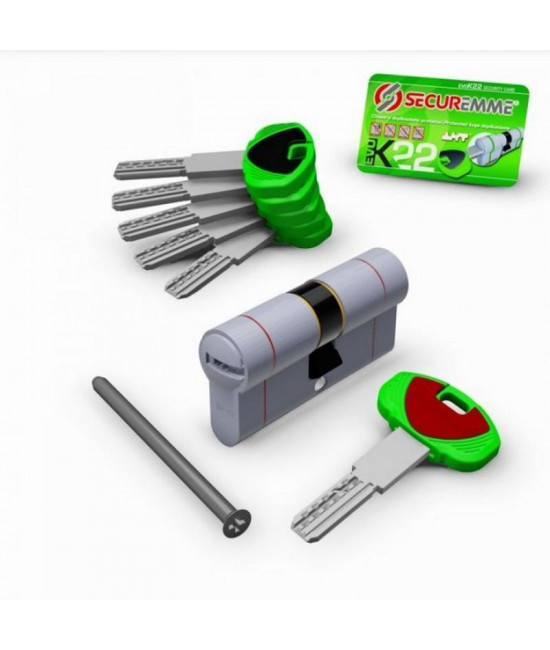 цилиндр Securemme 3220CCS45451X5 К22 45/45 мм 5кл +1 монтажный ключ мат.хром - Фото№1