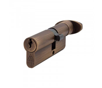 Цилиндр дверной ВRUNO 40/40мм ZN лазерный 80мм 5 ключей, поворотник, черный