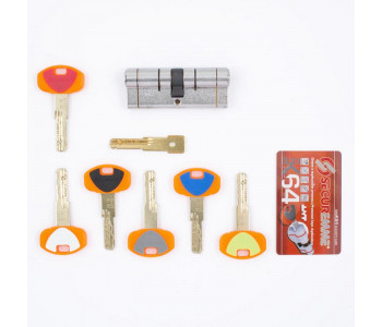 Цилиндр дверной ВRUNO 40/40мм ZN лазерный 80мм 5 ключей, поворотник, черный