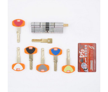 Цилиндр дверной ВRUNO 40/40мм ZN лазерный 80мм 5 ключей, поворотник, черный