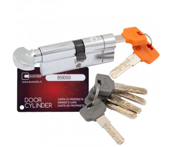 Цилиндр Buonellе B10CQ5030SCX6 50/30 мм ключ/шток, 5 ключей + 1 монтажный ключ, хром матовый