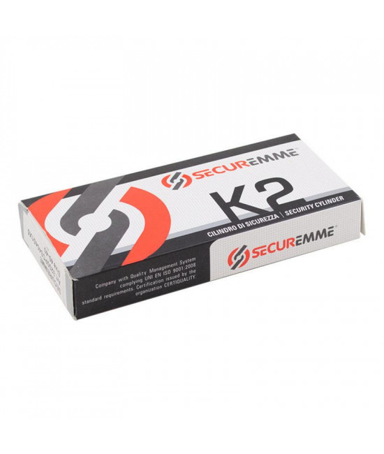 Цилиндр Securemme 3200pcs45451x5 К2 45/45 мм 5кл +1 монтажный ключ/ручка мат.хром - Фото№1