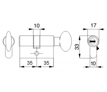 цилиндр RDA 30/38мм англ. 68мм 5кл квадратный эт. полированная латунь