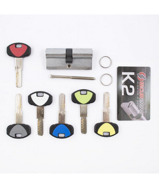 цилиндр Securemme 3200CCS35351X5 К2 35/35 мм 5кл +1 монтажный ключ мат.хром - Фото№1