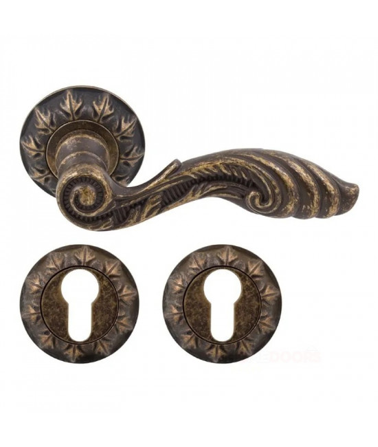 Дверная ручка RDA Antique Collection с накладками под ключ античная бронза (5432) - Фото№1