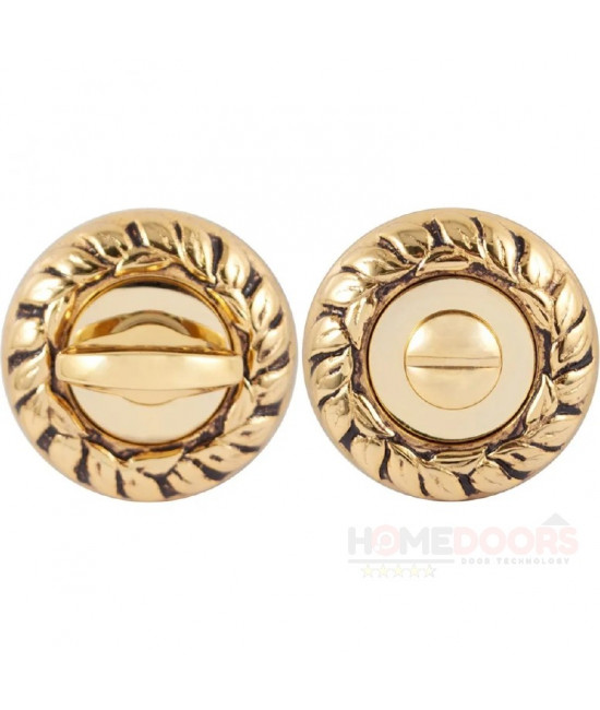 Дверная накладка под WC Fadex d60mm круглая золото 24к/коричневая - Фото№1