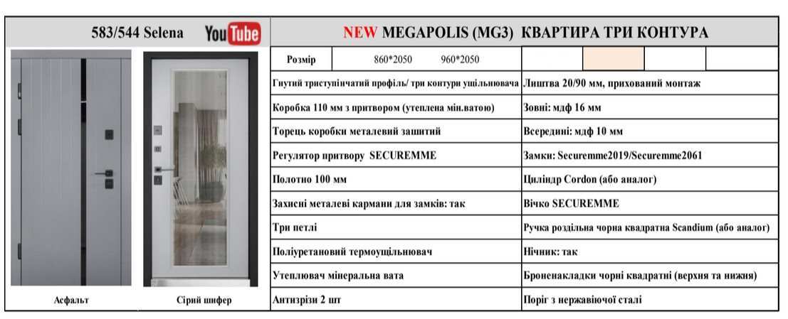 Selena входной двери характеристики