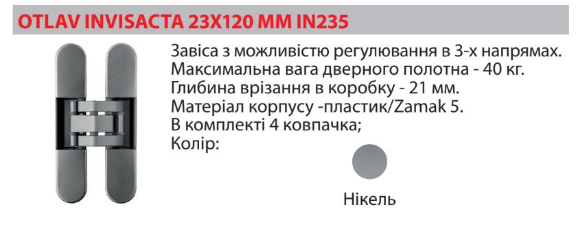  IN235 універс.23x120, нікель